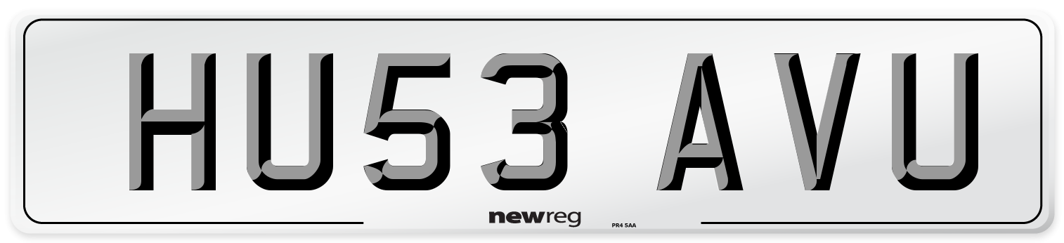 HU53 AVU Number Plate from New Reg